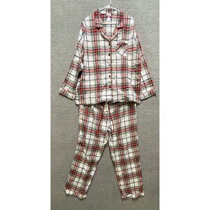 Women's Perfectly Cozy Plaid Flannel Pajama Set Stars Above White/Red/Gr…